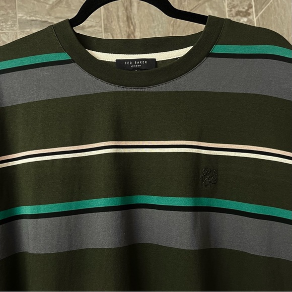 TED BAKER STRIPED COTTON SHORT SLEEVE T-SHIRT - Picture 3 of 5